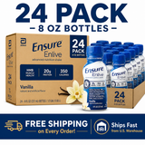 Ensure Enlive Vanilla Nutrition Shake 8 oz Bottles – 24 Pack | High Protein Ready to Drink