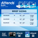 Attends Briefs, Adult, Medium, Heavy Absorbency, Disposable, White