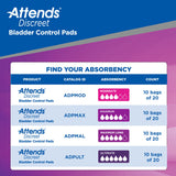 Attends® Discreet Women's Moderate Bladder Control Pad, 10½-Inch Length