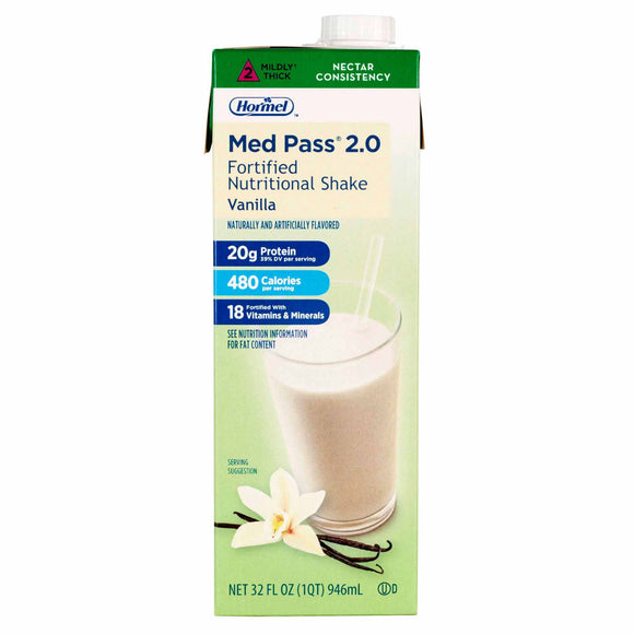 Med Pass® 2.0 Vanilla Oral Supplement, 32 ounce carton – hospital-grade bulk supply for institutions | trusted by Amazon customers