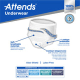 Attends® Care Adult Moderate Absorbent Underwear, Large, White