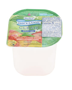 Thick & Easy® Clear Nectar Consistency Sugar-Free Peach Mango Thickened Beverage, 4-ounce Cup – Food Thickeners | <ul> <li>Mildly thick or nectar consistency (IDDSI-2) as rated by the International Dysphagia Diet Standardisation Initiative</li> <li>Fortified with vitamins and minerals, and eac