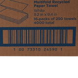 Pacific Blue Basic Recycled Multi-Fold Paper Towel, 250 Sheets per Pack, CS/16 – Bulk Facility Cleaning Supply - Commercial Wipes & Paper Supplies for commercial facility supply