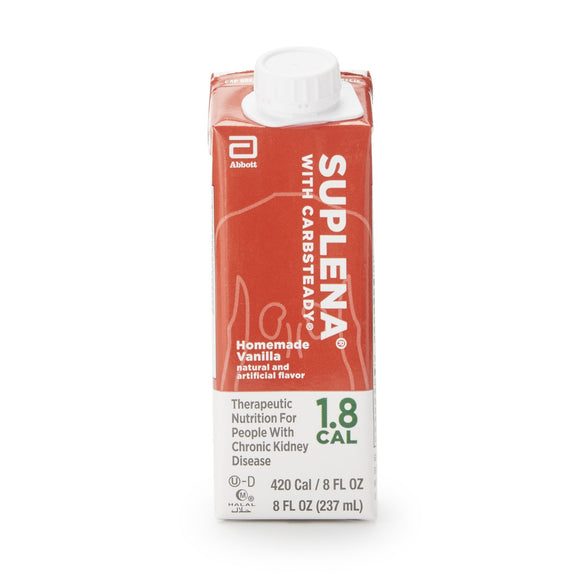 Suplena® Vanilla Oral Supplement, 8 oz. Carton – Health & Beauty | <ul> <li>Carbsteady, a carbohydrate blend designed to help manage blood sugar response</li> <li>High in calories — 425 calories per 8-ounce serving</li> <li>Low in protein — 10% of