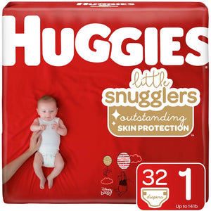 Huggies® Little Snugglers Diaper, Size 1 – Baby Diapers | <ul> <li>Super-absorbent material helps draw away wetness to keep moisture away from baby's delicate skin</li> <li>Narrow crotch allows optimal fit to promote healthy growth and de