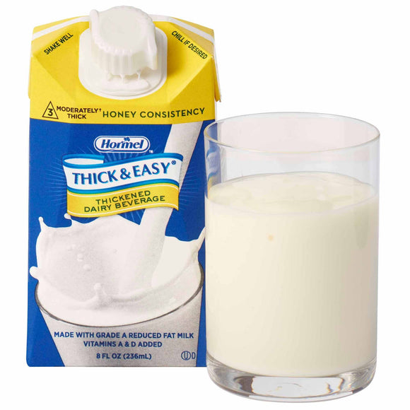 Thick & Easy® Dairy Honey Consistency Milk Thickened Beverage, 8 oz. Carton – Food Thickeners | <ul> <li>Thick & Easy dairy drinks are made using 2% milk and fortified with vitamin A and D</li> <li>Packaged fresh to hold its great milk flavor</li> <li>Honey consistency as