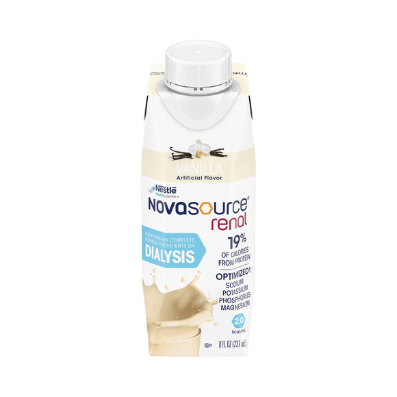 Novasource® Renal Vanilla Oral Supplement, 8 oz. Carton – Health & Beauty | <ul> <li>This protein drink for dialysis patients has 475 calories per carton—18% of which come from protein (21.6 Grams of protein)</li> <li>The less a patient can drink (due to f