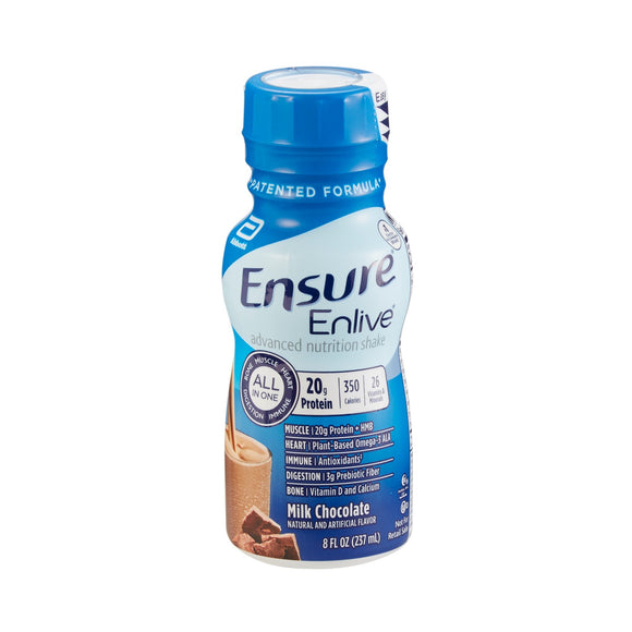 Ensure® Enlive® Advanced Nutrition Shake Chocolate Oral Supplement, 8 oz. Bottle – Nutritional Drinks & Shakes | <ul> <li>Ensure Enlive advanced nutrition shake, 8 oz, is an all-in-one supplement with the right nourishment to support overall health</li> <li>20 grams of protein and HMB support